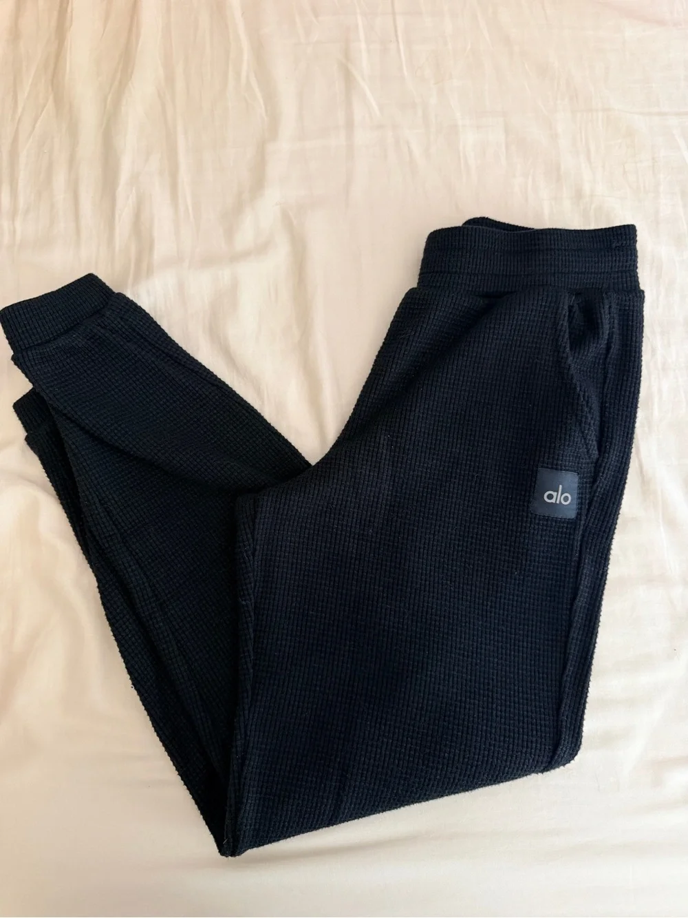 Alo black waffle knit jogger pants small